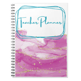Cuaderno Binder de profesores rosados y dorados