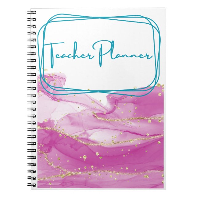 Cuaderno Binder de profesores rosados y dorados (Frente)