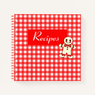 Cuaderno Binder de receta de galleta de Gingham roja