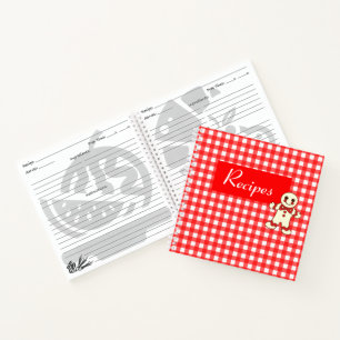 Cuaderno Binder de receta de galleta de Gingham roja