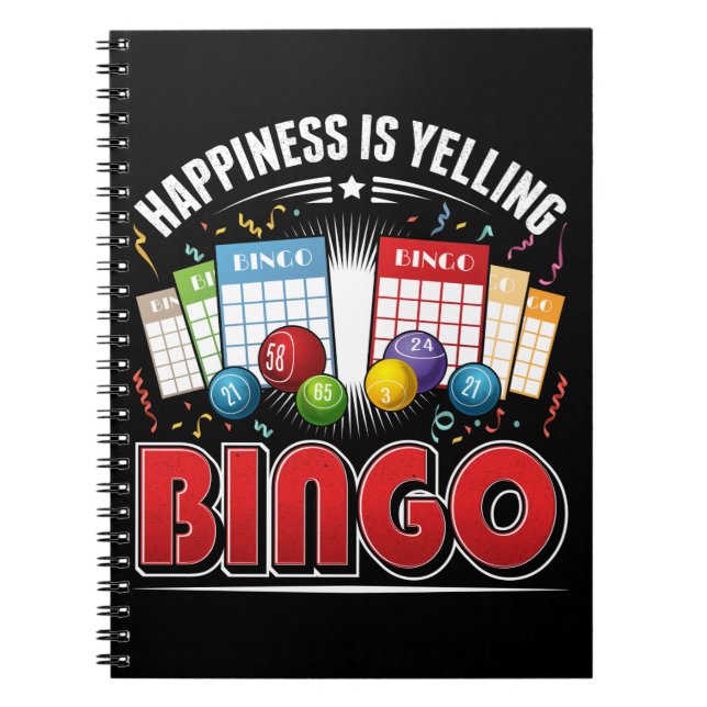 Cuaderno Bingo Felicidad Hombres Mujeres Graciosa Jugador d (Frente)