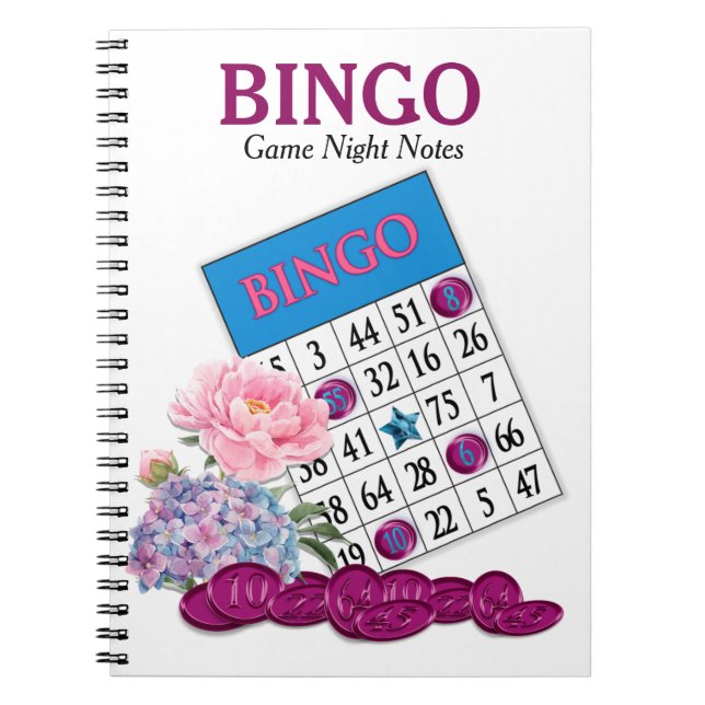 Cuaderno Bingo Game Night Notes Pink Flowers (Frente)