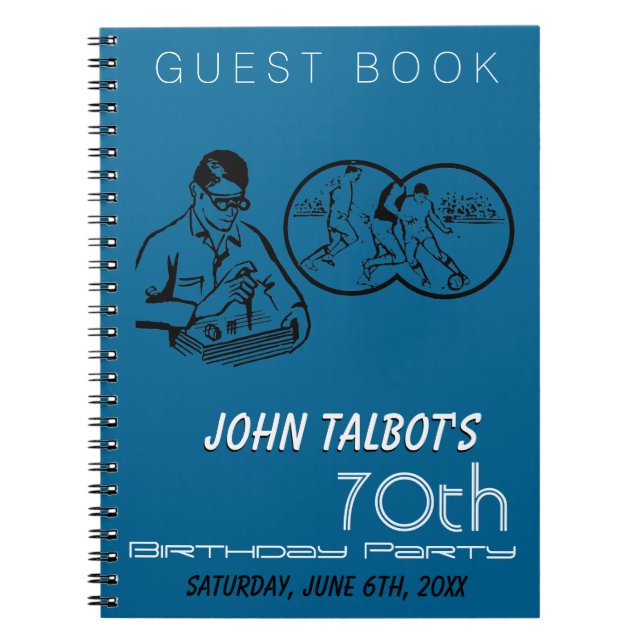 Cuaderno Binocular Soccer 70th Birthday Party Guest Book (Frente)