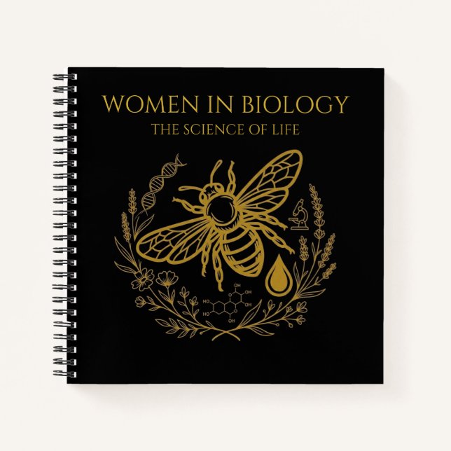 Cuaderno Biología Bee & ADN Dorado Cuadrado (Anverso)