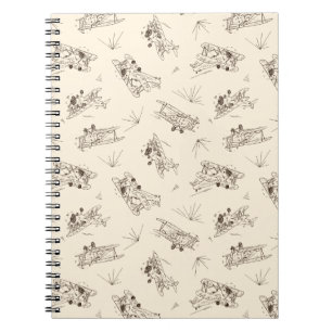 Cuaderno Biplanos Art Deco rugientes - patrón dibujado.  