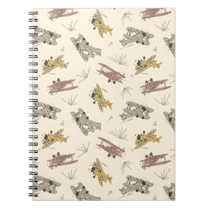 Cuaderno Biplanos Art Deco rugientes: patrón rojo y amarill