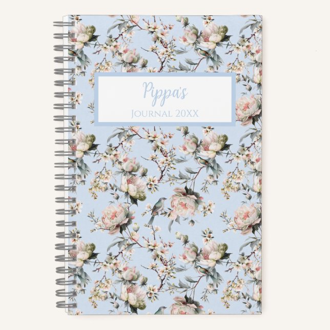 Cuaderno Bird in Blossom Blue Personalized Journal Notebook (Anverso)
