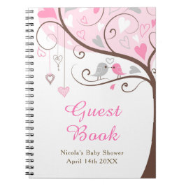 Cuaderno Birds Hearts Tree Pink Baby Shower