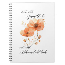 Cuaderno Bismillah Alhamdullilah Floral Naranja