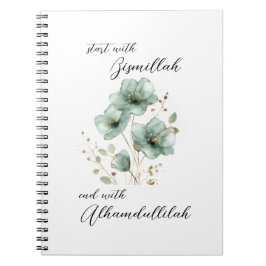 Cuaderno Bismillah Alhamdullilah Floral Verde