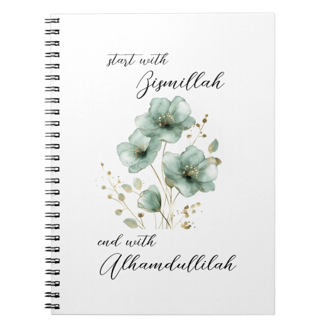 Cuaderno Bismillah Alhamdullilah Green Floral (Frente)