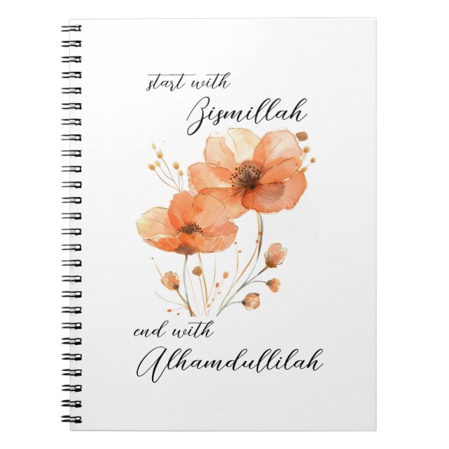 Cuaderno Bismillah Alhamdullilah Orange Floral (Frente)