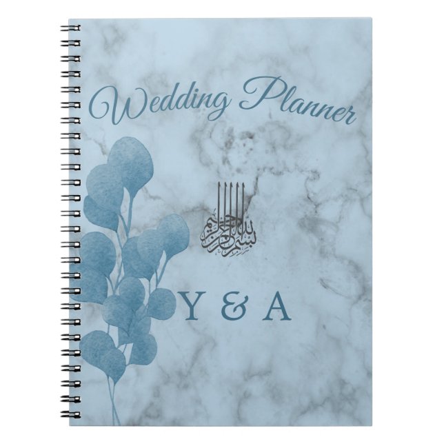 Cuaderno Bismillah islámico Eucaliptus azul Boda moderno (Frente)