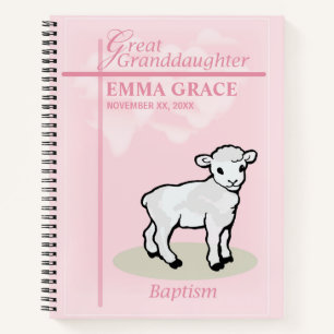 Cuaderno Bisnieta Bautizo Rosa Niña Cordero