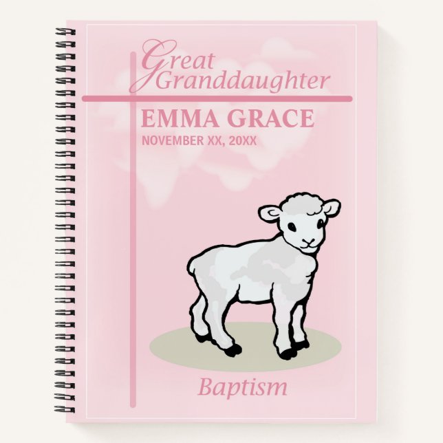 Cuaderno Bisnieta Bautizo Rosa Niña Cordero (Anverso)