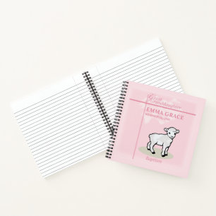 Cuaderno Bisnieta Bautizo Rosa Niña Cordero