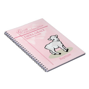 Cuaderno Bisnieta Bautizo Rosa Niña Cordero