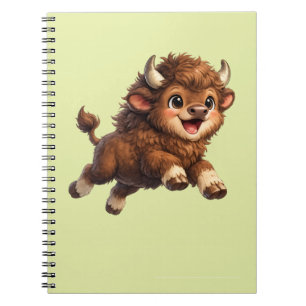 Cuaderno Bison Cute con Grandes Ojos Feliz Cómic de Fauna