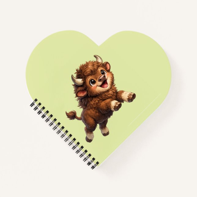 Cuaderno Bison Cute con Grandes Ojos Feliz Cómic de Fauna (Anverso)