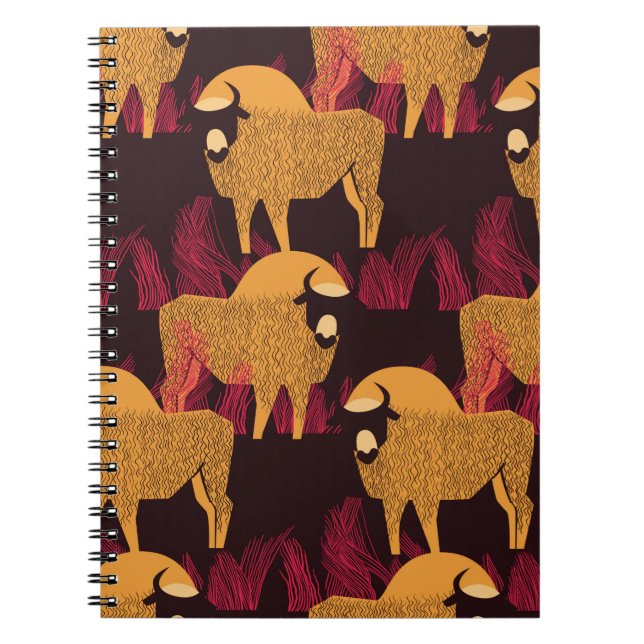 Cuaderno Bison en un campo de alta hierba sin soldadura (Frente)