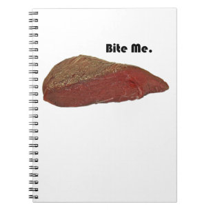 Cuaderno Bite Me Funny Steak Beef Pun Chiste