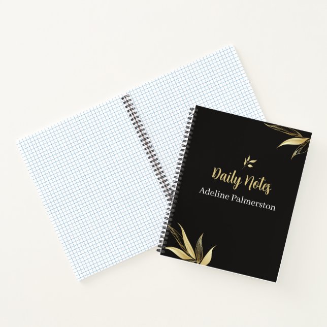 Cuaderno Black and Gold Elegant Daily Planner Notebook (Interior)