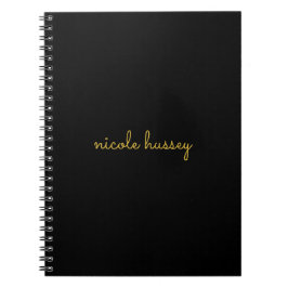 Cuaderno Black and Gold Script  | Stylish Monogram Modern
