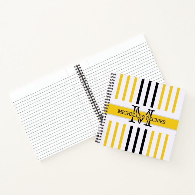 Cuaderno Black and Jonquil Stripes Monograma moderno (Interior)
