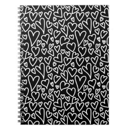 Cuaderno Black and White Hearts Printed Cover Notebook