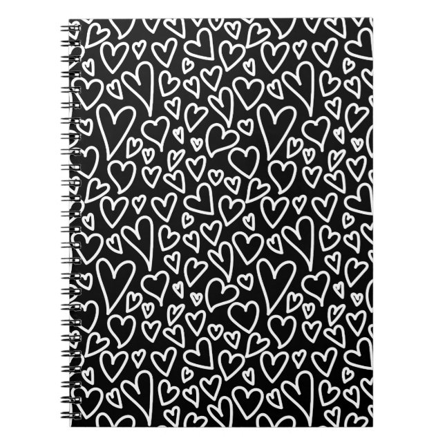Cuaderno Black and White Hearts Printed Cover Notebook (Frente)