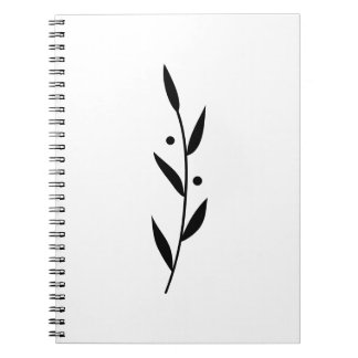 Cuaderno Black and White Leaf Branch Clean Botanical 