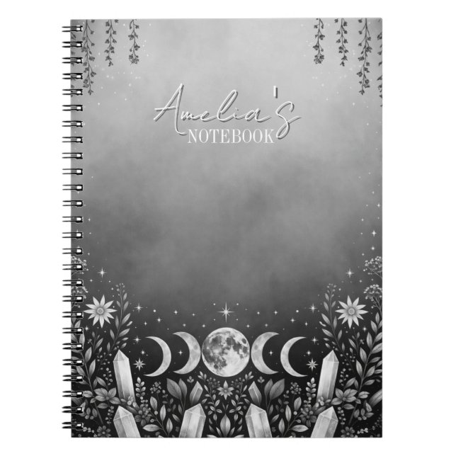 Cuaderno Black and White Minimalist Celestial Moon Phase (Frente)