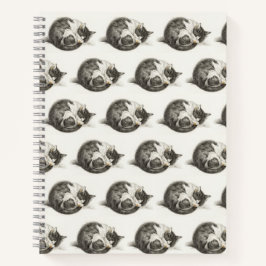 Cuaderno Black and white pencil drawing of a sleeping cat