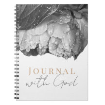 Black and White Peony Flower Journal con Dios