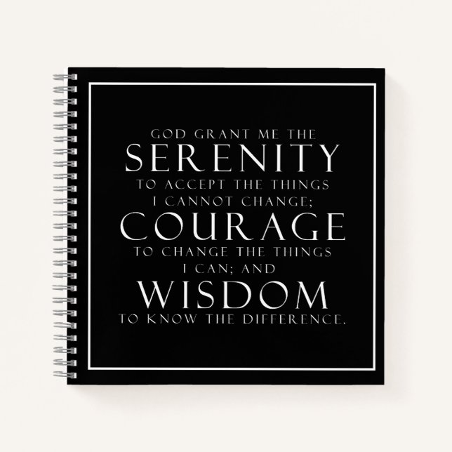 Cuaderno Black and White Serenity Prayer (Anverso)