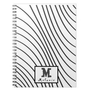 Cuaderno Black and white striped Abstract minimal Monogram 