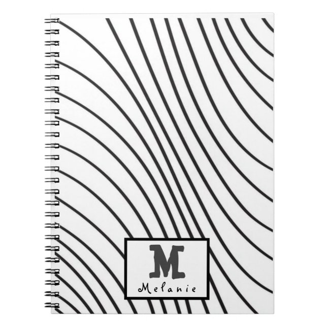 Cuaderno Black and white striped Abstract minimal Monogram  (Frente)