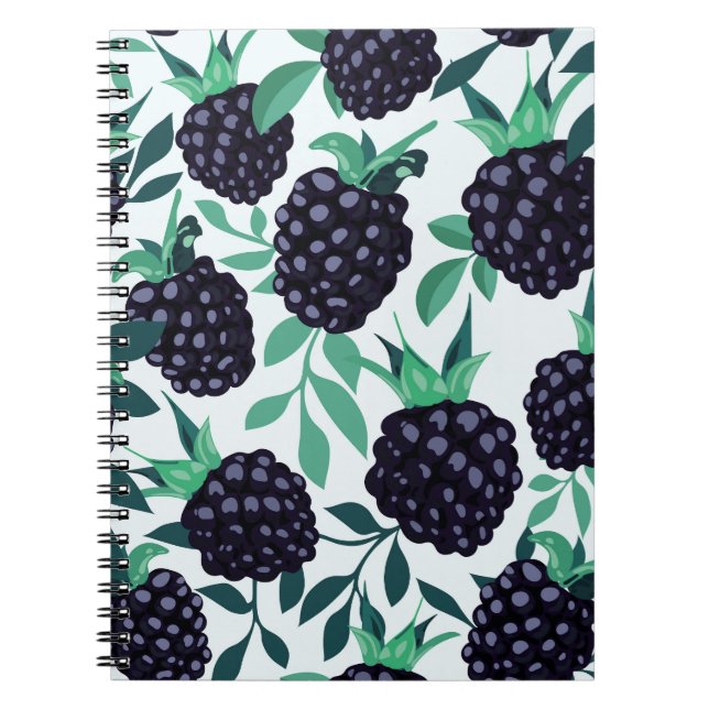 Cuaderno Black Berry Tropical: Patrón sin foco de fruta (Frente)