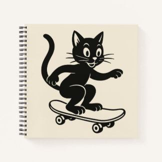 Cuaderno Black Cat Riding Skateboard