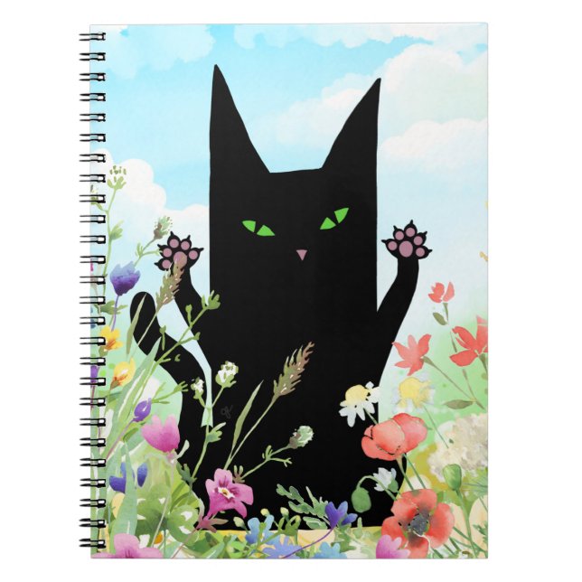 Cuaderno Black Cat Spring Fever:  Kitty and Flowers (Frente)