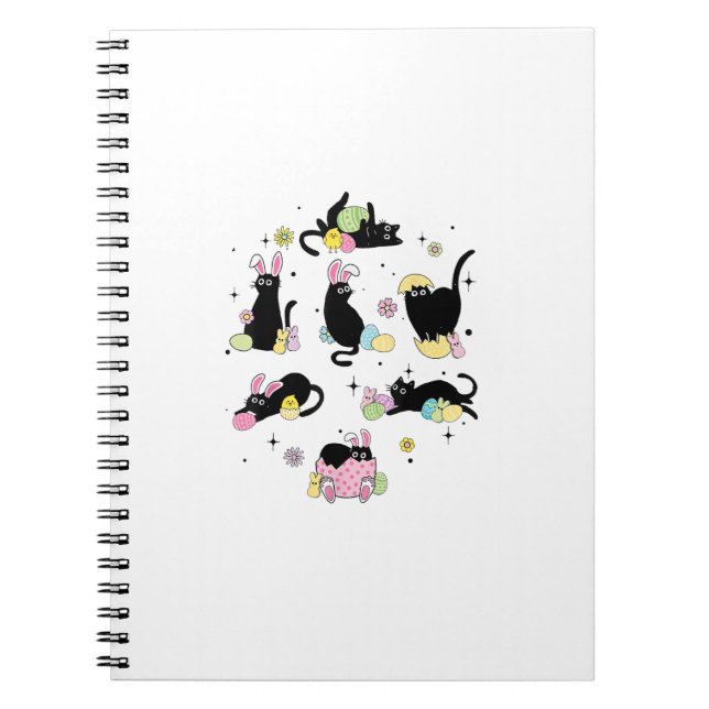 Cuaderno Black Cat with Bunny Eggs Happy Easter Day Matchin (Frente)