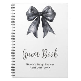 Cuaderno Black Coquette Bow Baby Shower Guest Book