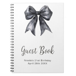 Cuaderno Black Coquette Bow Birthday Party Guest Book