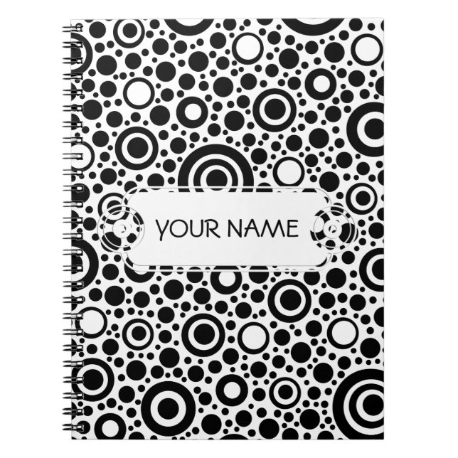 Cuaderno Black Dots & Circle Pattern + your text & backgr. (Frente)