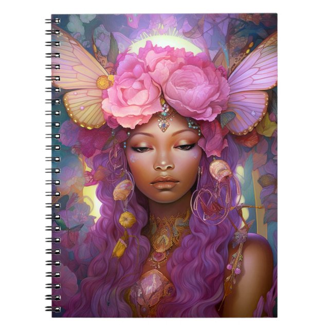 Cuaderno Black Fairy Queen Pink Purple Fantasy Art (Frente)