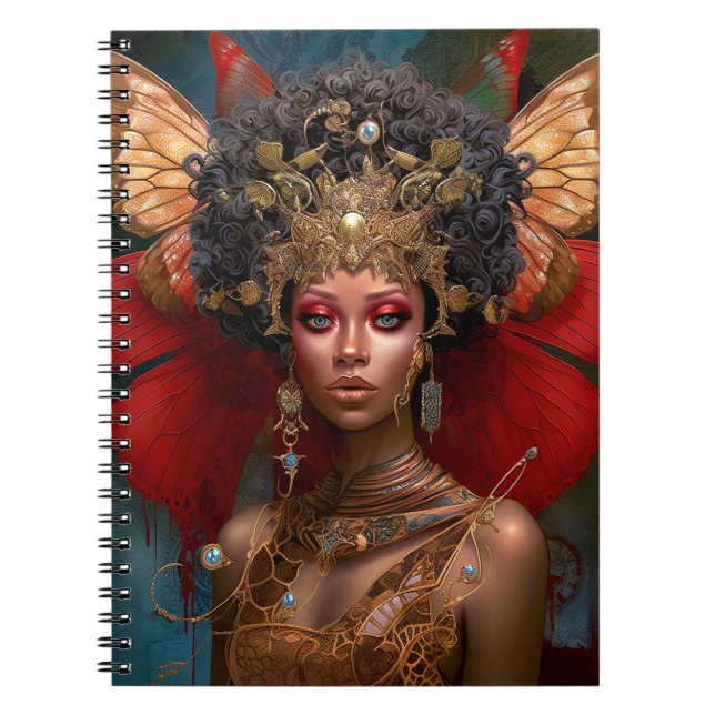 Cuaderno Black Fairy Queen Red Gold Fairy Fantasma Art (Frente)