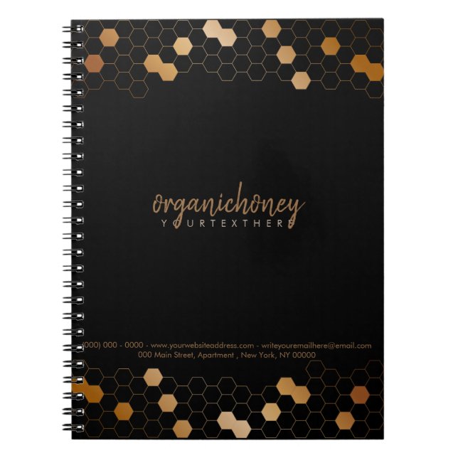 Cuaderno Black Farm Honeycomb Bee Apiary Organic Gold (Frente)