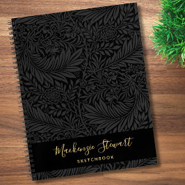 Cuaderno Black Floral Pattern Sketchbook
