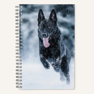 Cuaderno Black German Shepherd in snow Duvet Cover