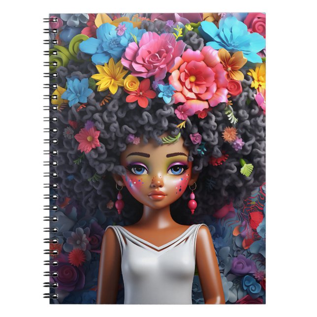 Cuaderno Black girl magic melanin brown skin girls flowers (Frente)